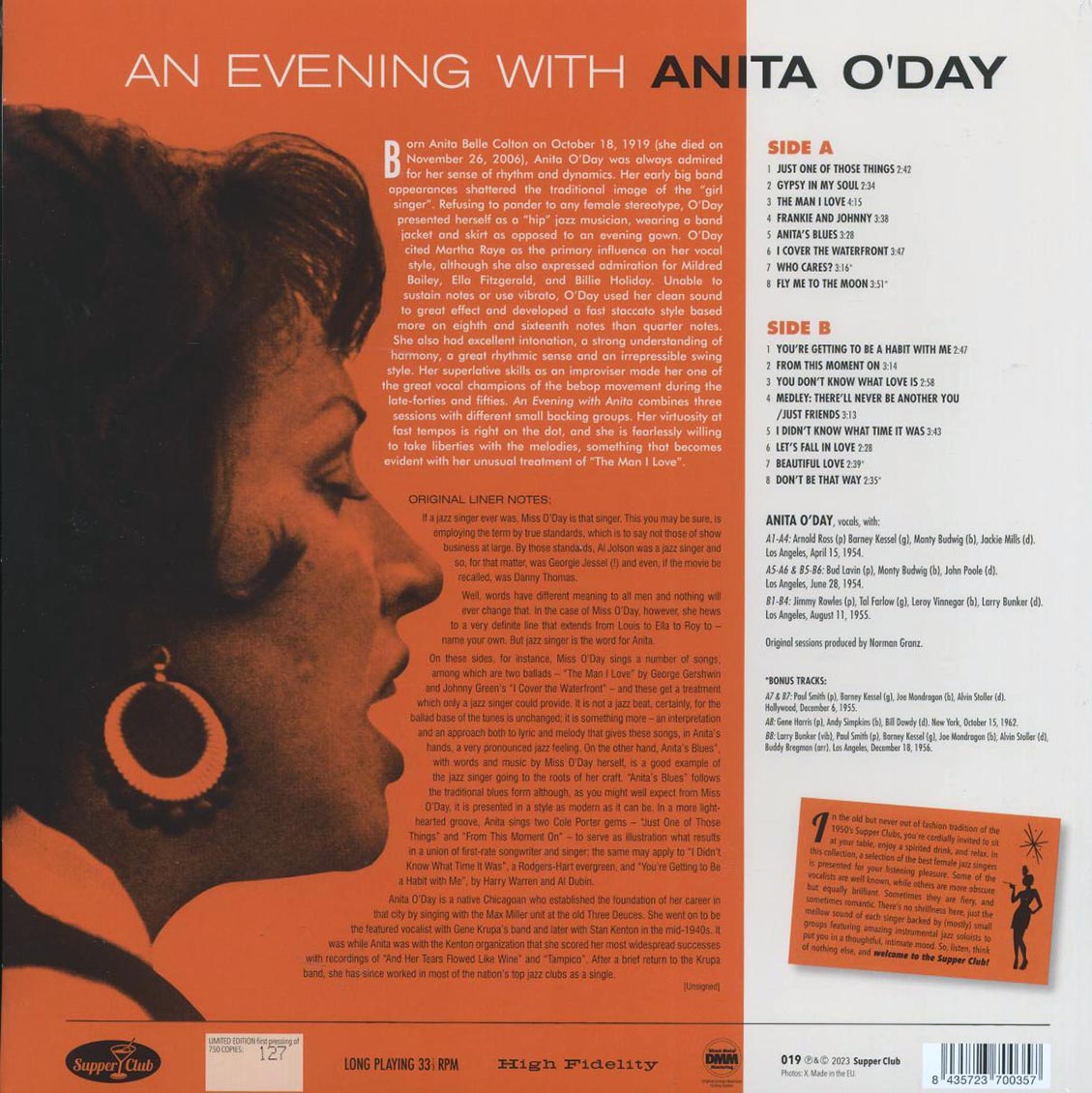 Anita O'Day - An Evening With Anita O'Day (+4 bonus tracks) (ltd. ed.) (180g) - Vinyl LP, LP