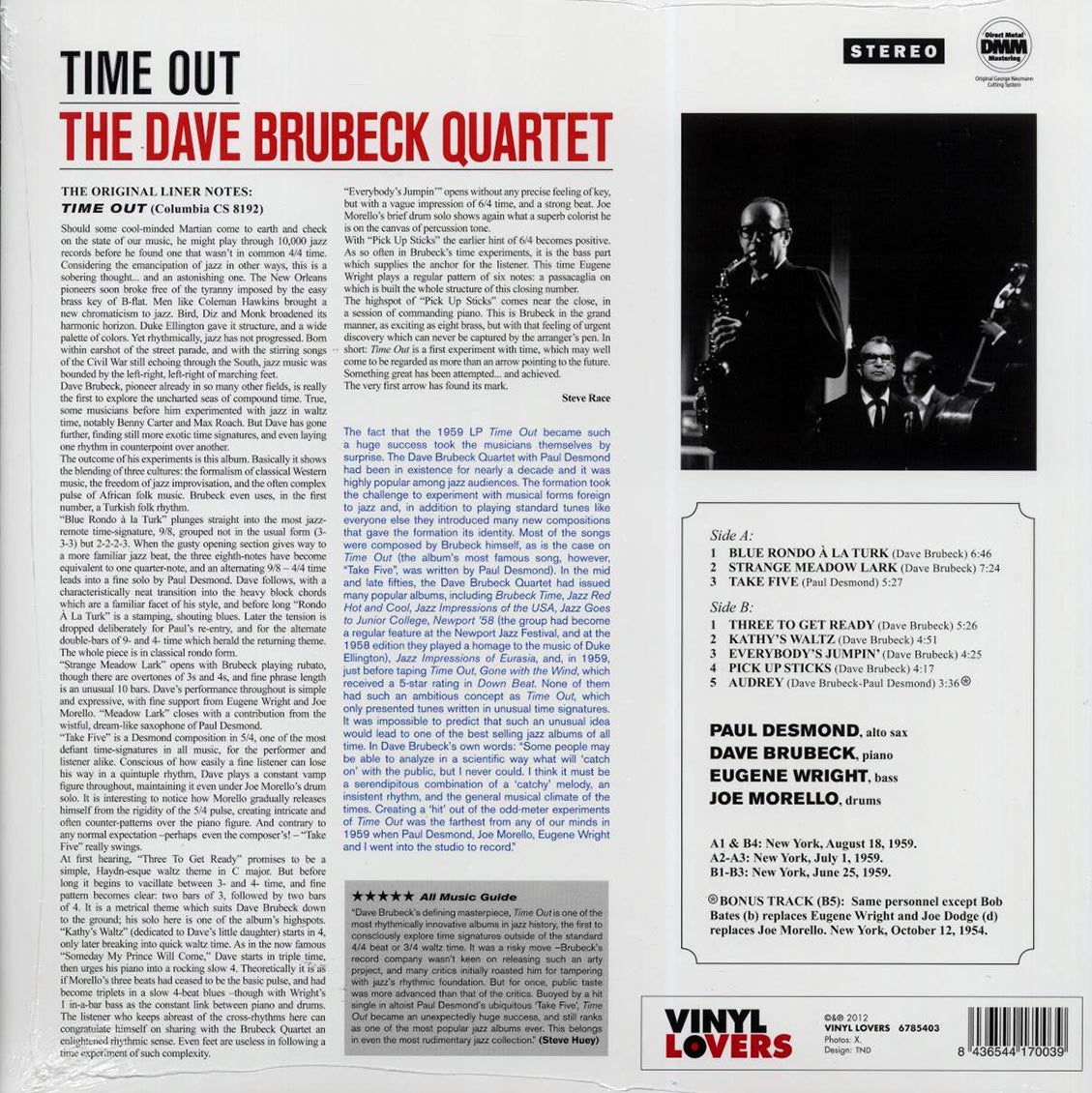Dave Brubeck Quartet - Time Out (+bonus track) (ltd. ed.) (180g) - Vinyl LP, LP
