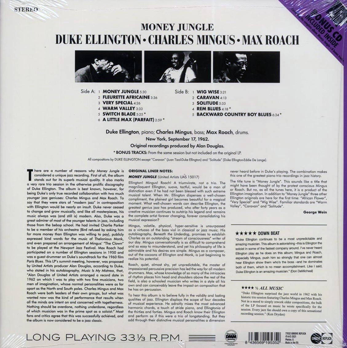 Duke Ellington, Charlie Mingus, Max Roach - Money Jungle (+8 bonus tracks) (ltd. ed.) (180g) (incl. CD) - Vinyl LP, LP