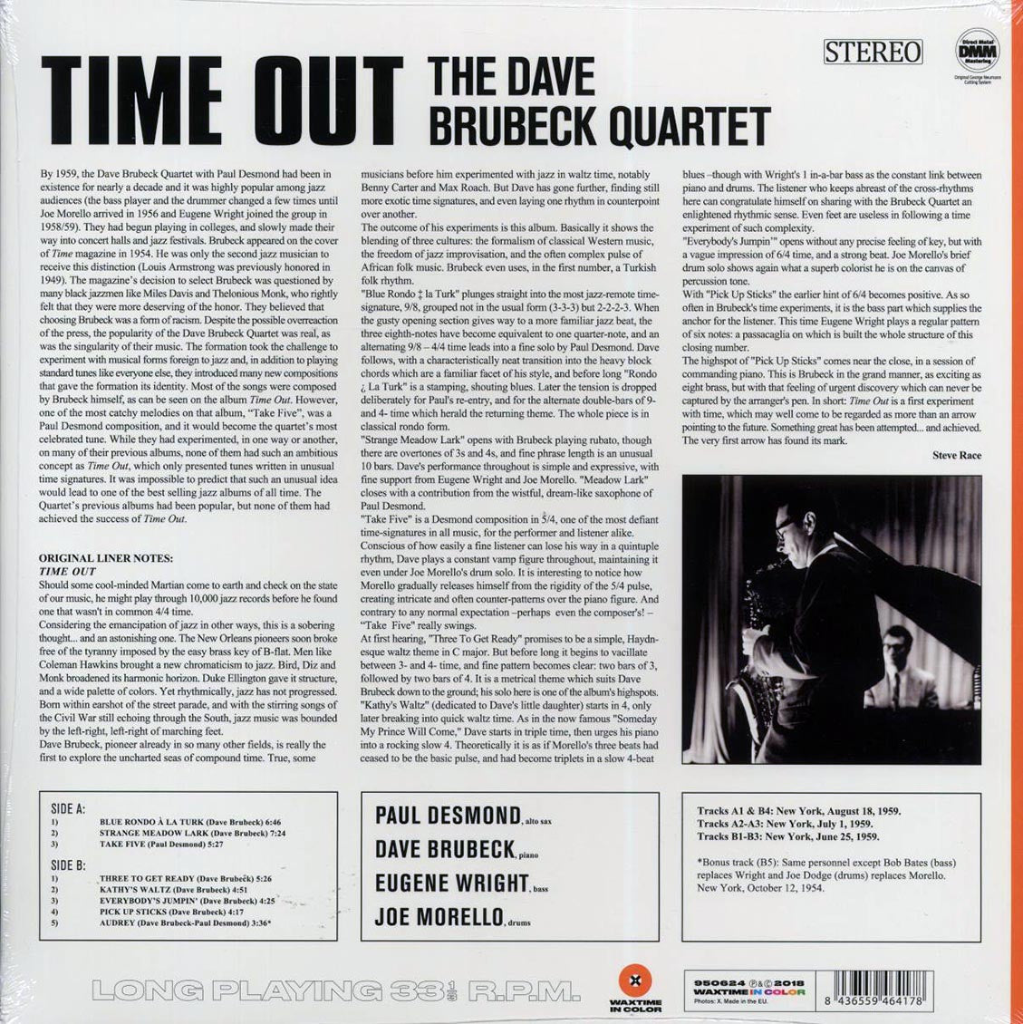 Dave Brubeck Quartet - Time Out (+bonus track) (ltd. ed.) (180g) (orange vinyl) - Vinyl LP, LP