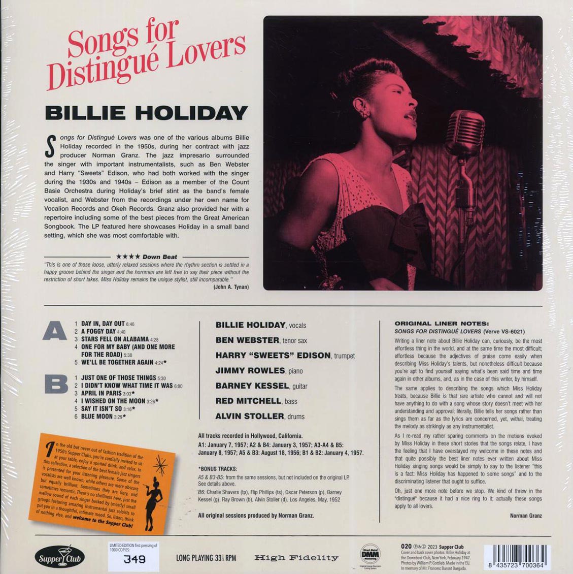 Billie Holiday - Songs For Distingue Lovers (+5 bonus tracks) (ltd. ed.) (180g) - Vinyl LP, LP