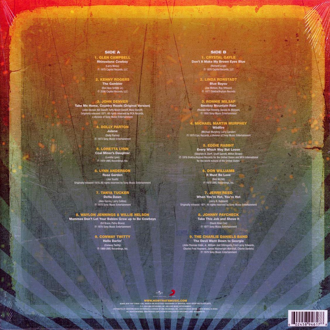 Dolly Parton, John Denver, Kenny Rogers, The Charlie Daniels Band, Jerry Reed, Etc. - Now That’s What I Call Country Classics 70s (orange vinyl) - Vinyl LP, LP