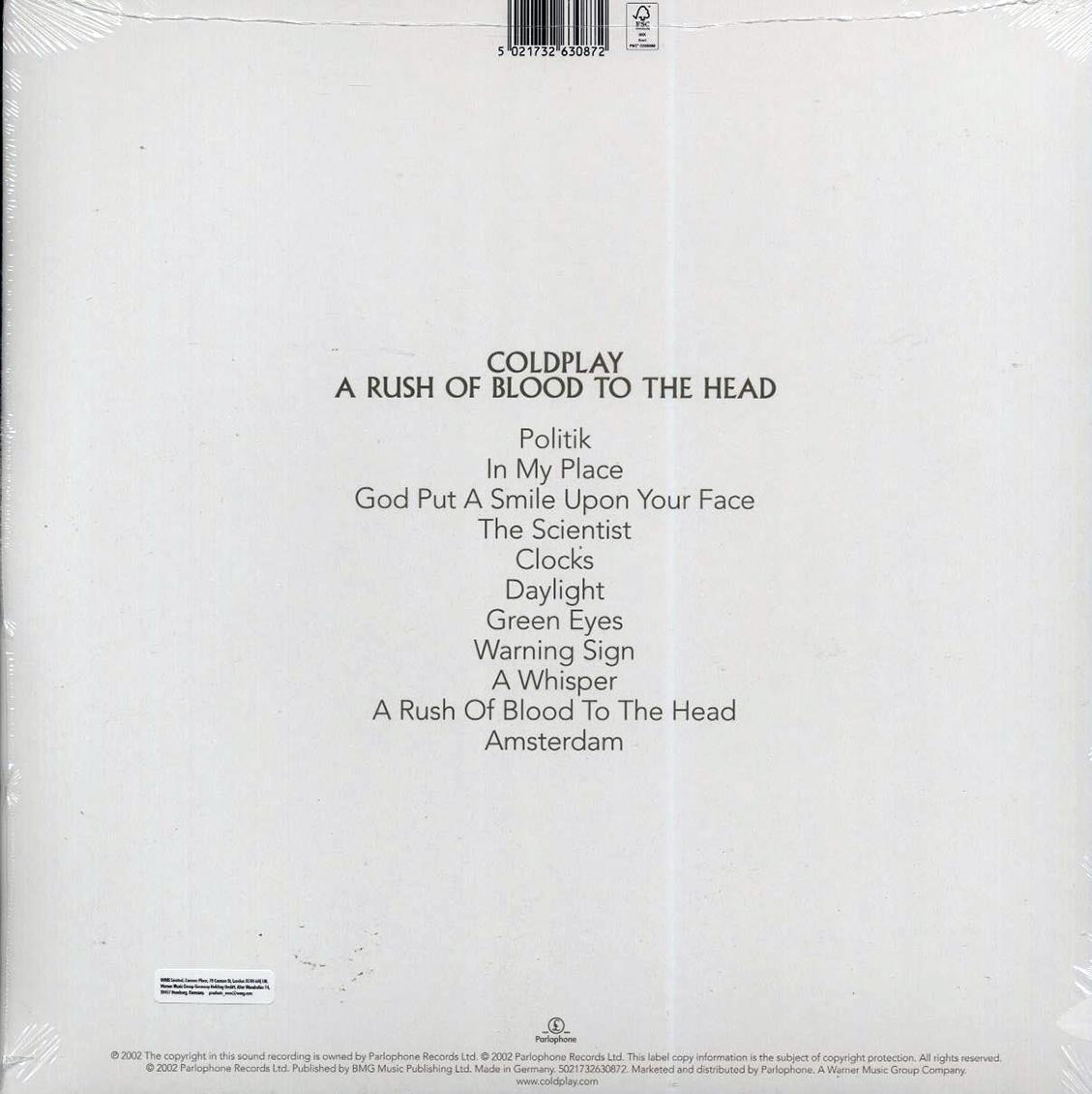 Coldplay - A Rush Of Blood To The Head (clear vinyl) - Vinyl LP, LP