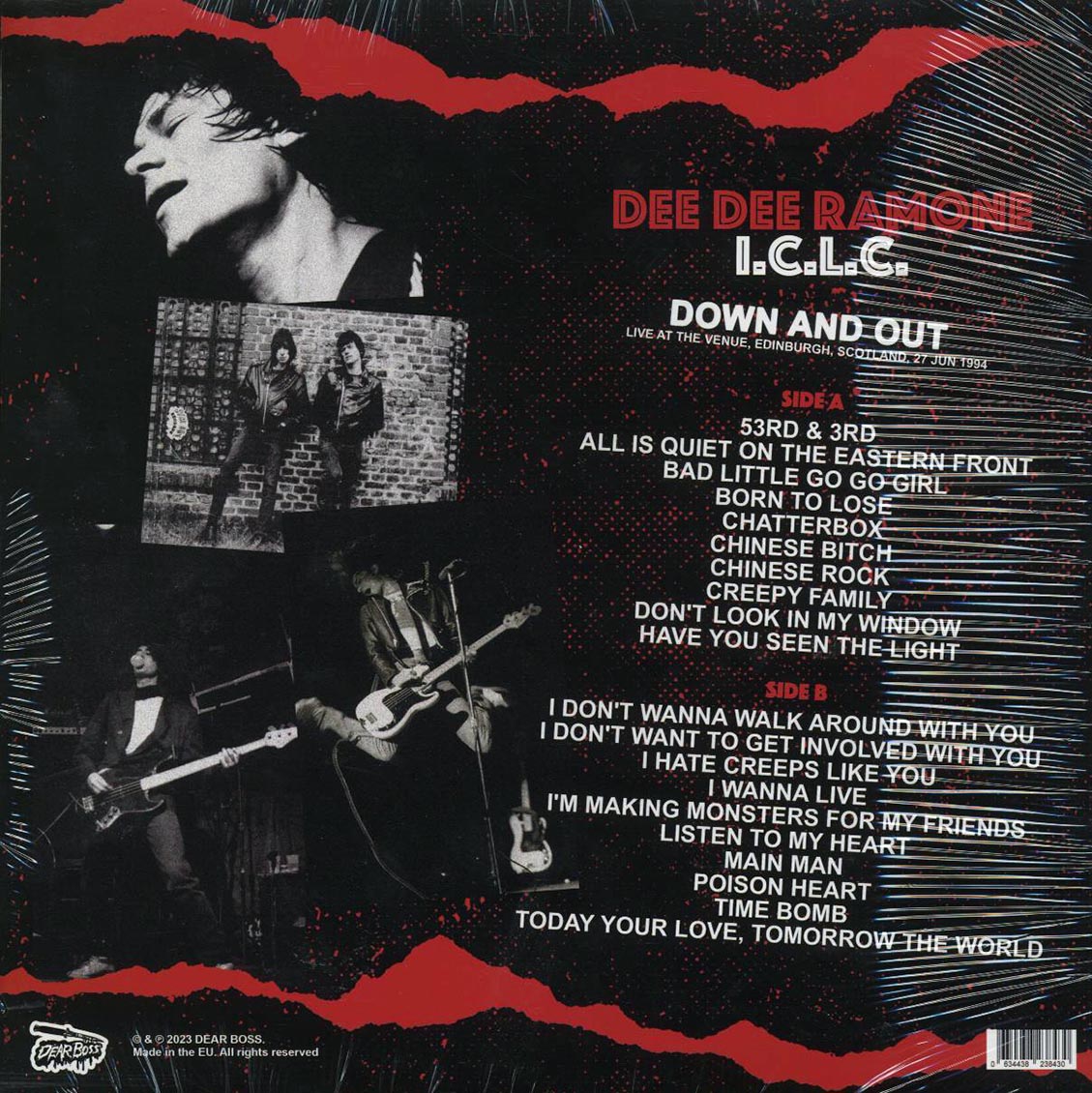 Dee Dee Ramone ICLC - Down And Out: Live At The Venue, Edinburgh, Scotland, 27 June 1994 (ltd. 300 copies made) (red vinyl) - Vinyl LP, LP