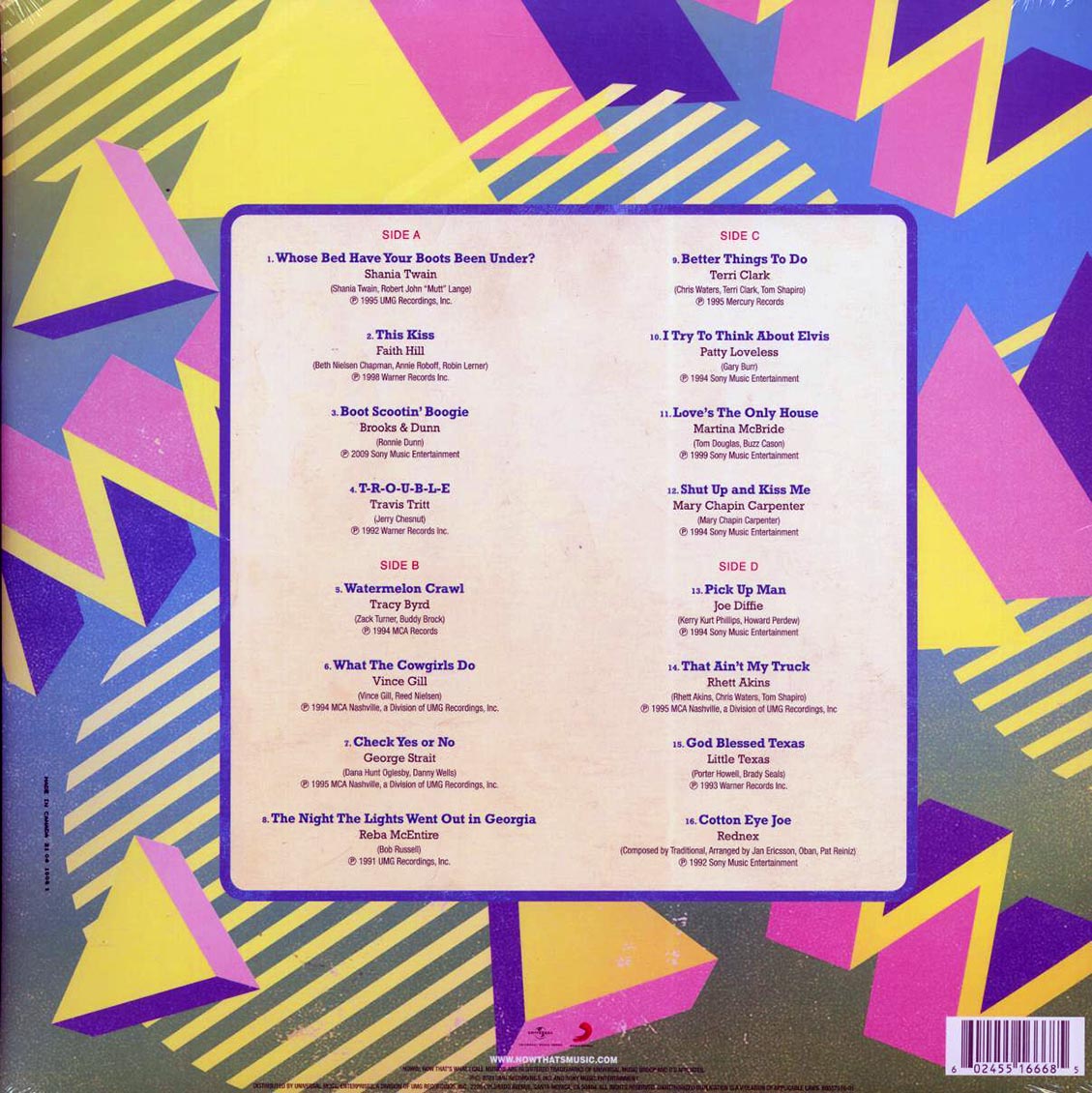 George Strait, Shania Twain, Faith Hill, Travis Tritt, Vince Gill, Etc. - Now That's What I Call Country Classics 90s Dance Party (2xLP) (yellow/green vinyl) - Vinyl LP, LP