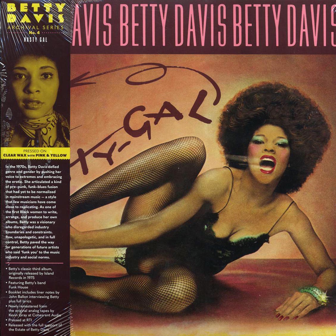Betty Davis - Nasty Gal (ltd. ed.) (clear/yellow/pink splatter vinyl) (RTI press) - Vinyl LP