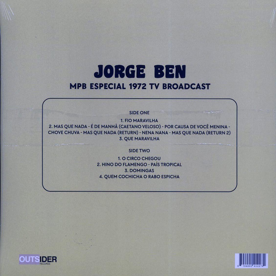 Jorge Ben - MPB Especial 1972 TV Broadcast - Vinyl LP, LP