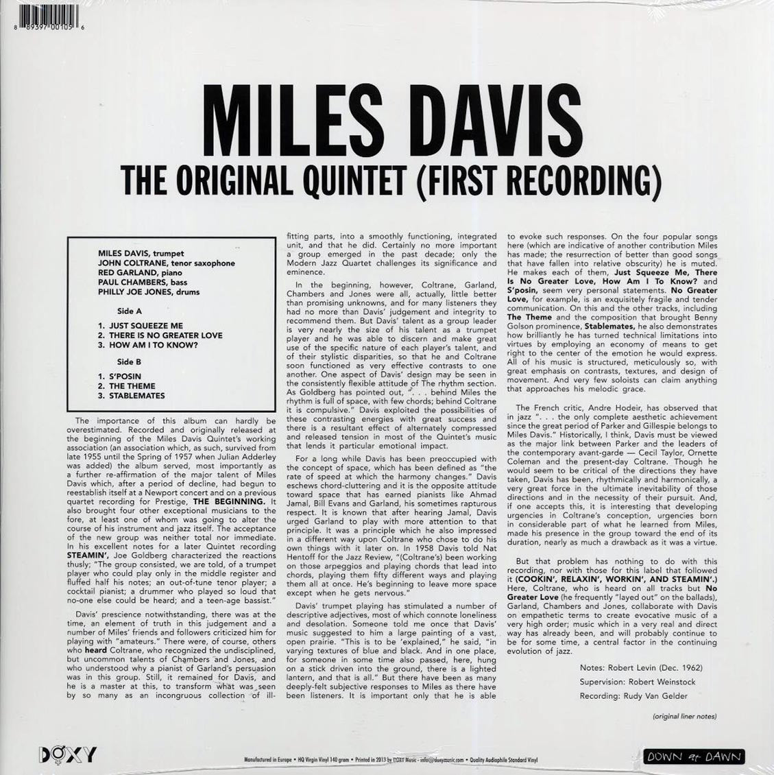 Miles Davis - The Original Quintet: First Recording - Vinyl LP, LP