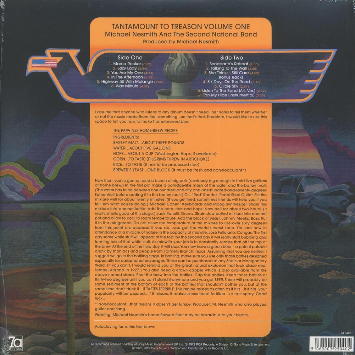 Michael Nesmith & The Second National Band - Tantamount To Treason Volume One (+4 bonus tracks) (180g) (blue/white splatter vinyl) (deluxe edition) - Vinyl LP, LP