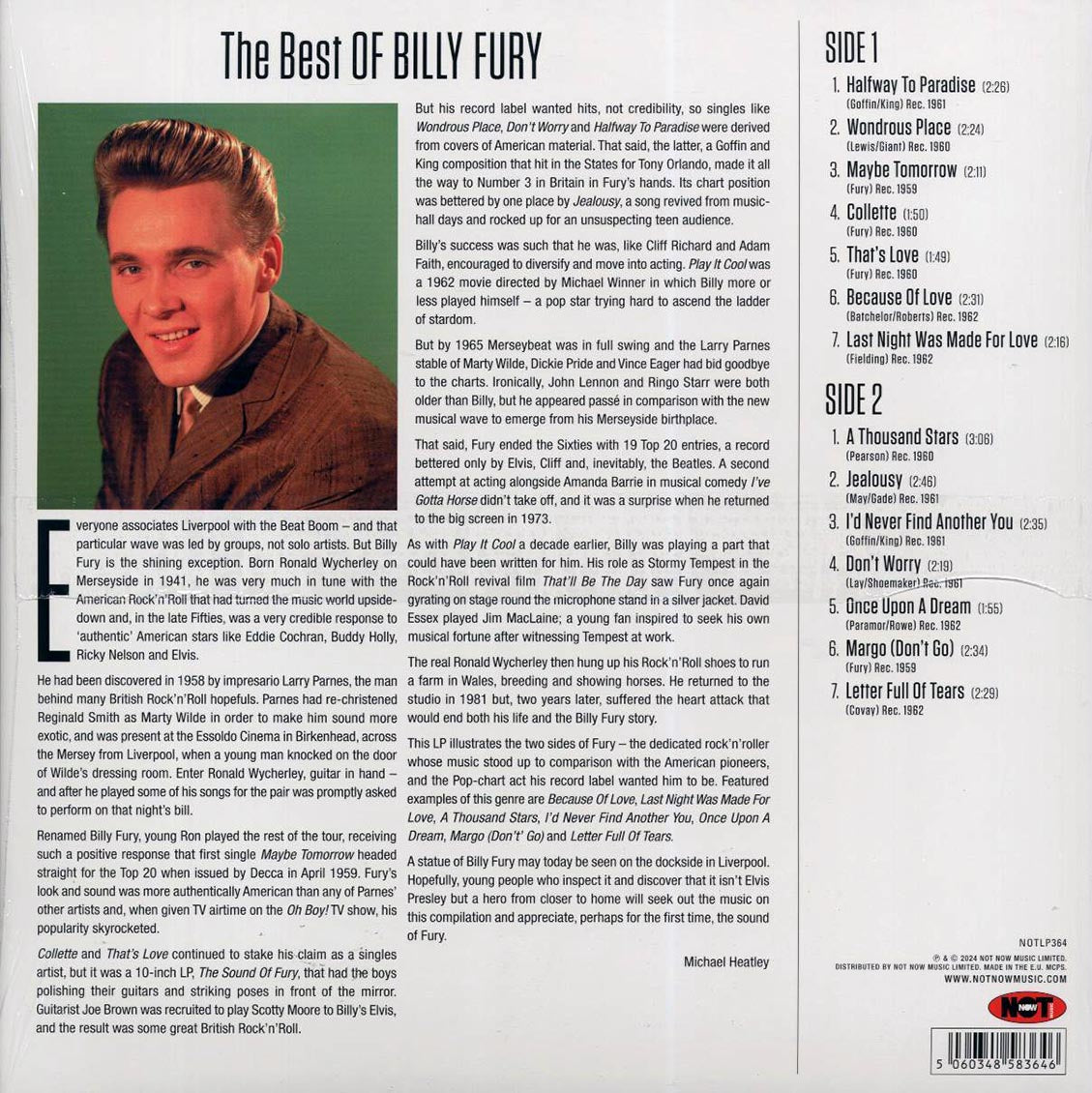 Billy Fury - The Best Of Billy Fury (180g) (pink vinyl) - Vinyl LP, LP