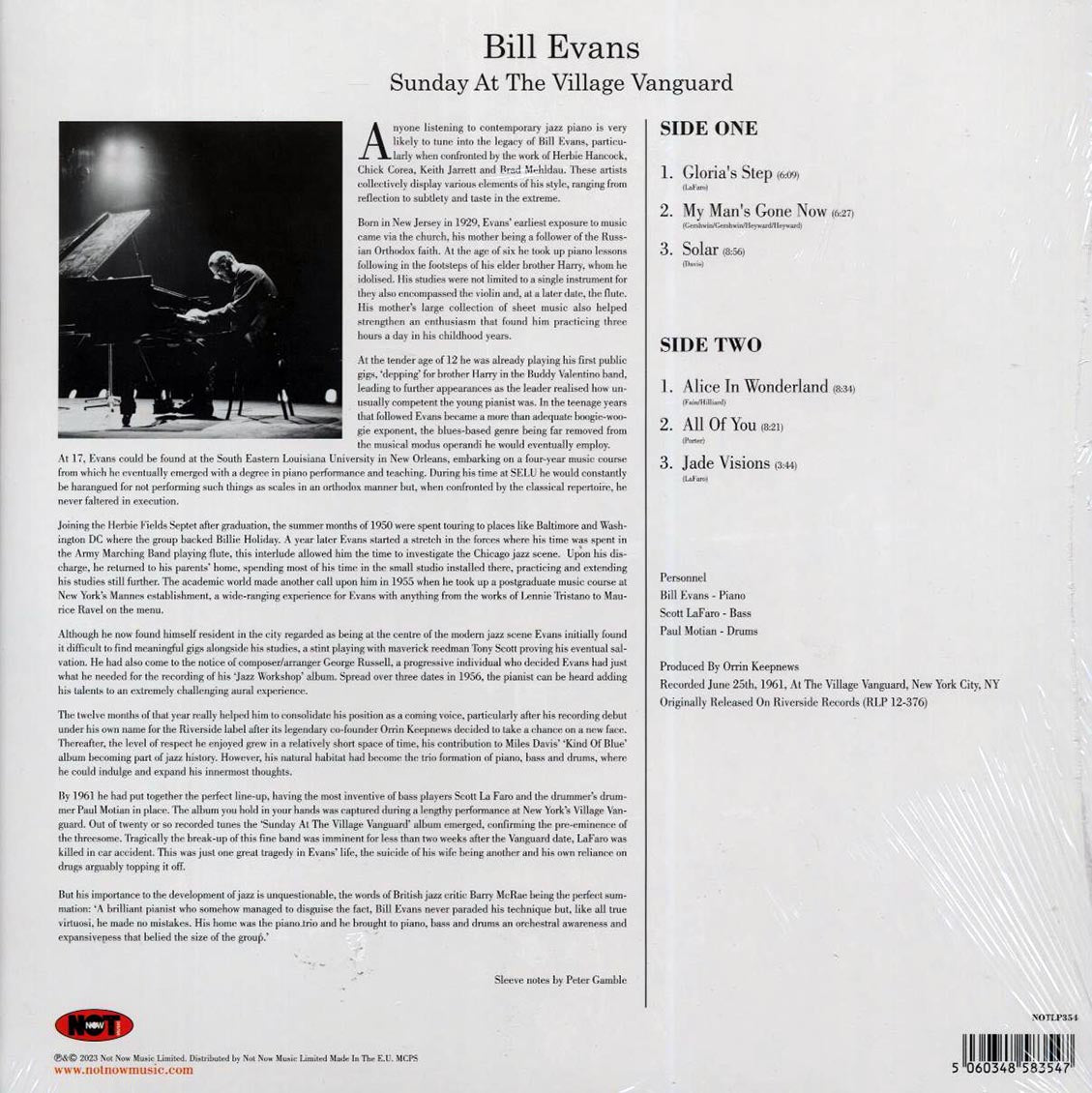 Bill Evans - Sunday At The Village Vanguard (180g) (white vinyl) - Vinyl LP, LP