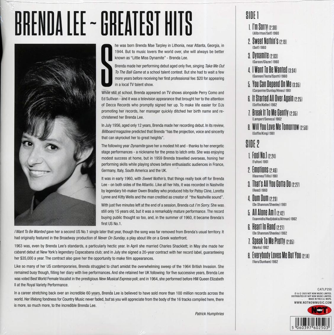 Brenda Lee - Greatest Hits (180g) - Vinyl LP, LP