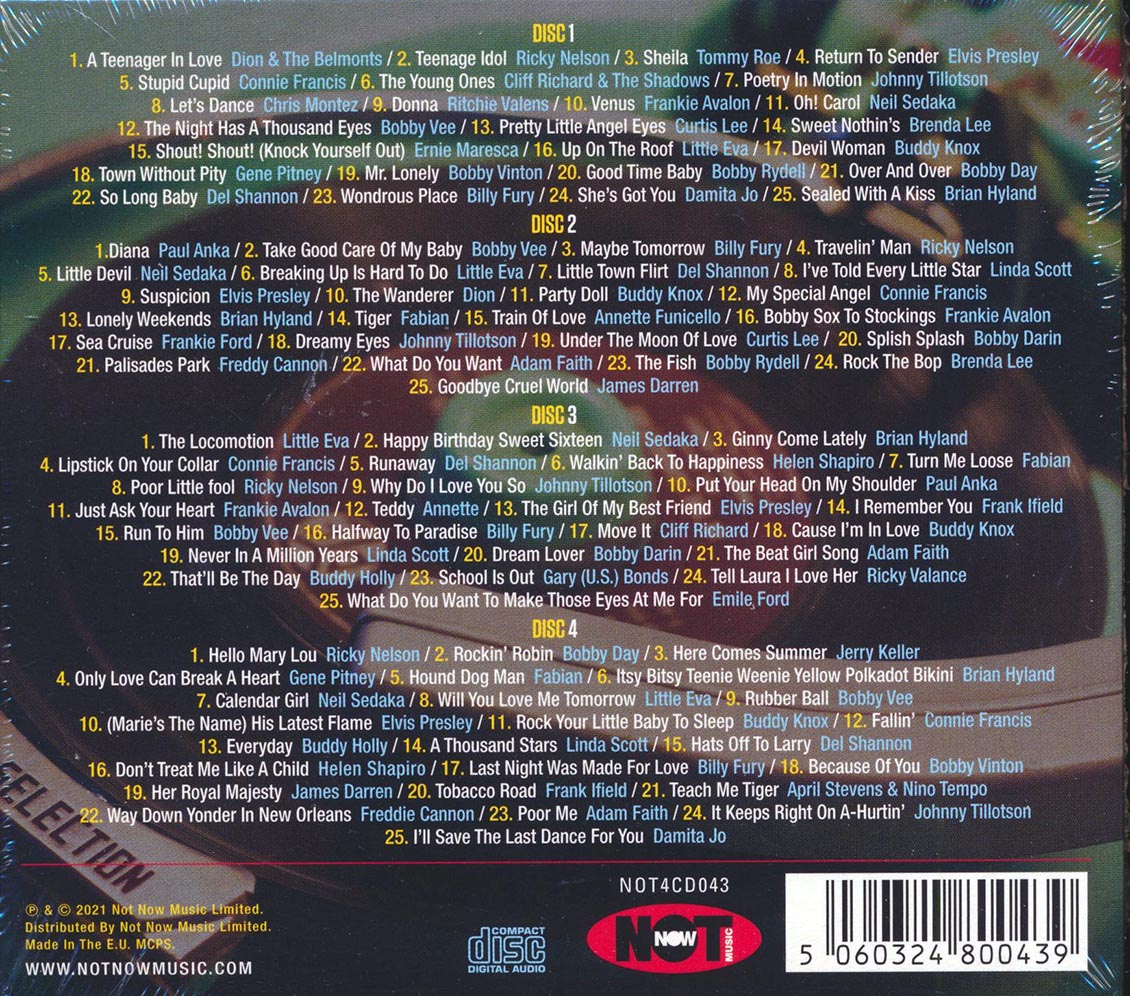 Paul Anka, Annette Funicello, Bobby Vee, Ricky Nelson, Billy Fury, Etc. - 100 Teen Idol Hits (100 tracks) (4xCD) (deluxe 4-fold digipak) - CD, CD