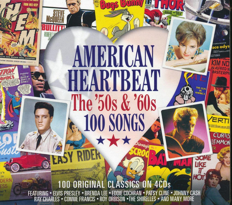 Elvis Presley, Brenda Lee, Eddie Cochran, Patsy Cline, Ray Charles, Etc. - American Heartbeat 100 Songs: The '50s & '60s (100 tracks) (4xCD) (deluxe 4-fold digipak) - CD