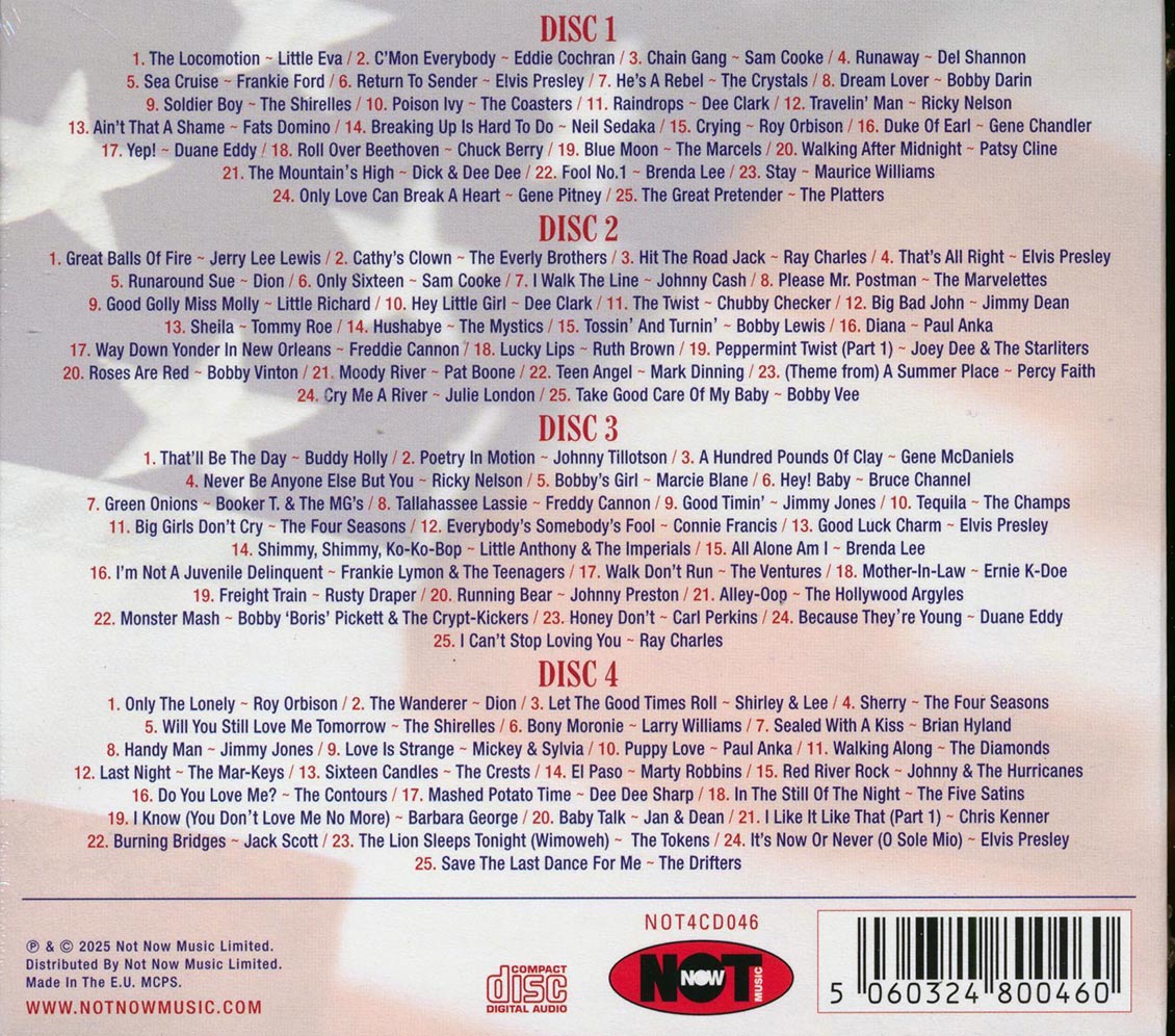 Elvis Presley, Brenda Lee, Eddie Cochran, Patsy Cline, Ray Charles, Etc. - American Heartbeat 100 Songs: The '50s & '60s (100 tracks) (4xCD) (deluxe 4-fold digipak) - CD, CD