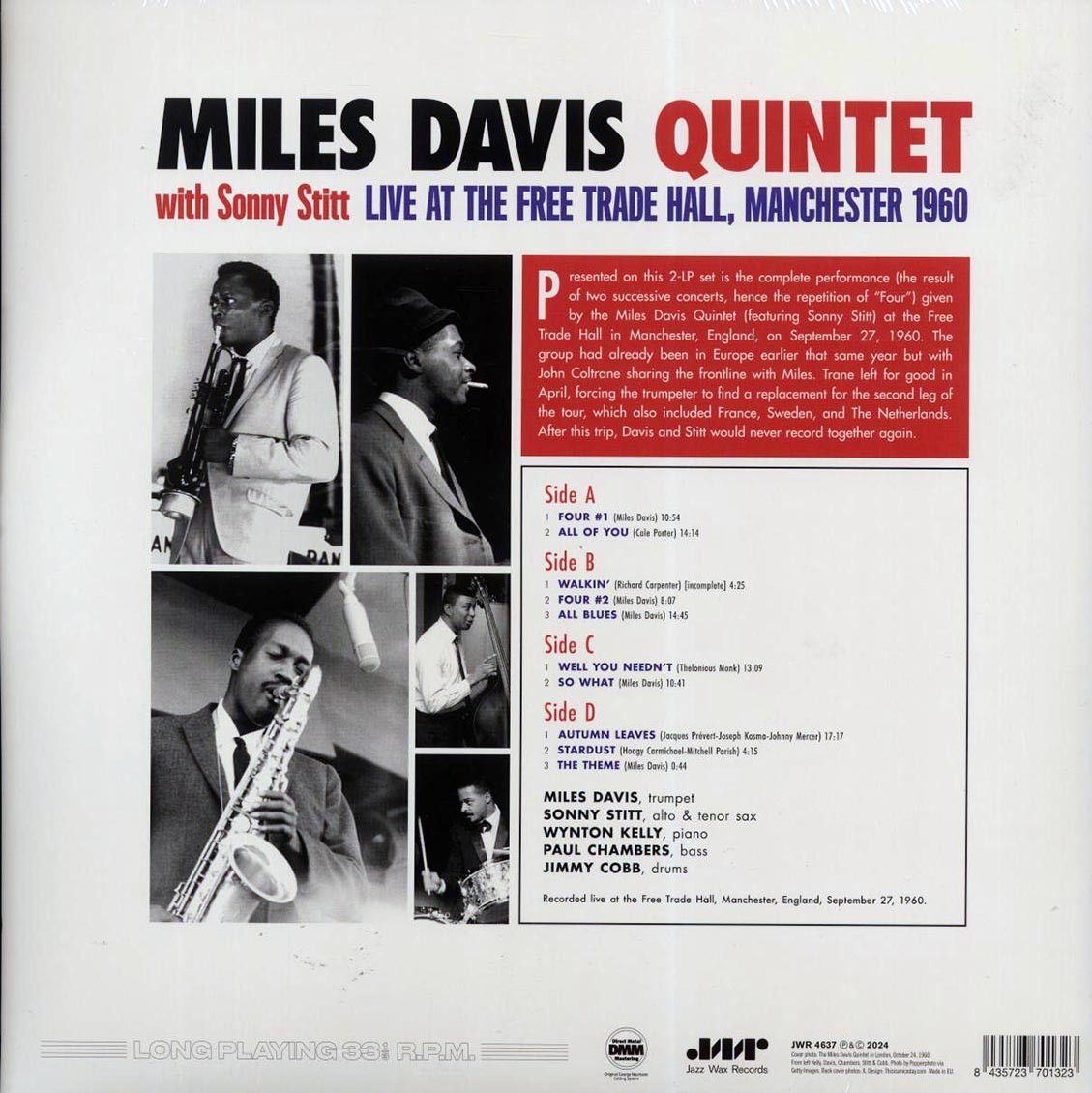 Miles Davis Quintet, Sonny Stitt - Live At The Free Trade Hall, Manchester 1960 (ltd. ed.) (2xLP) (180g) - Vinyl LP, LP