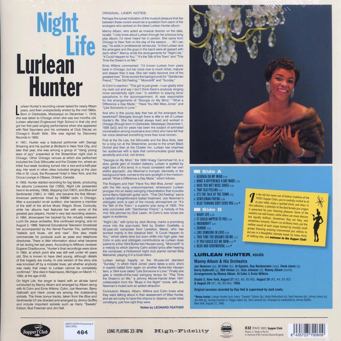 Lurlean Hunter - Night Life (+3 bonus tracks) (ltd. ed.) (180g) - Vinyl LP, LP