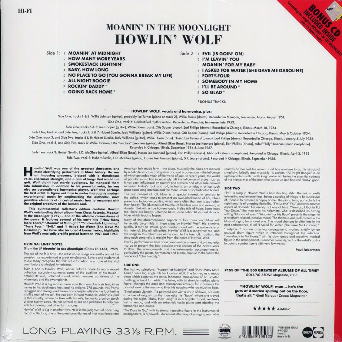 Howlin' Wolf - Moanin' In The Moonlight (+15 bonus tracks) (incl. CD) - Vinyl LP, LP
