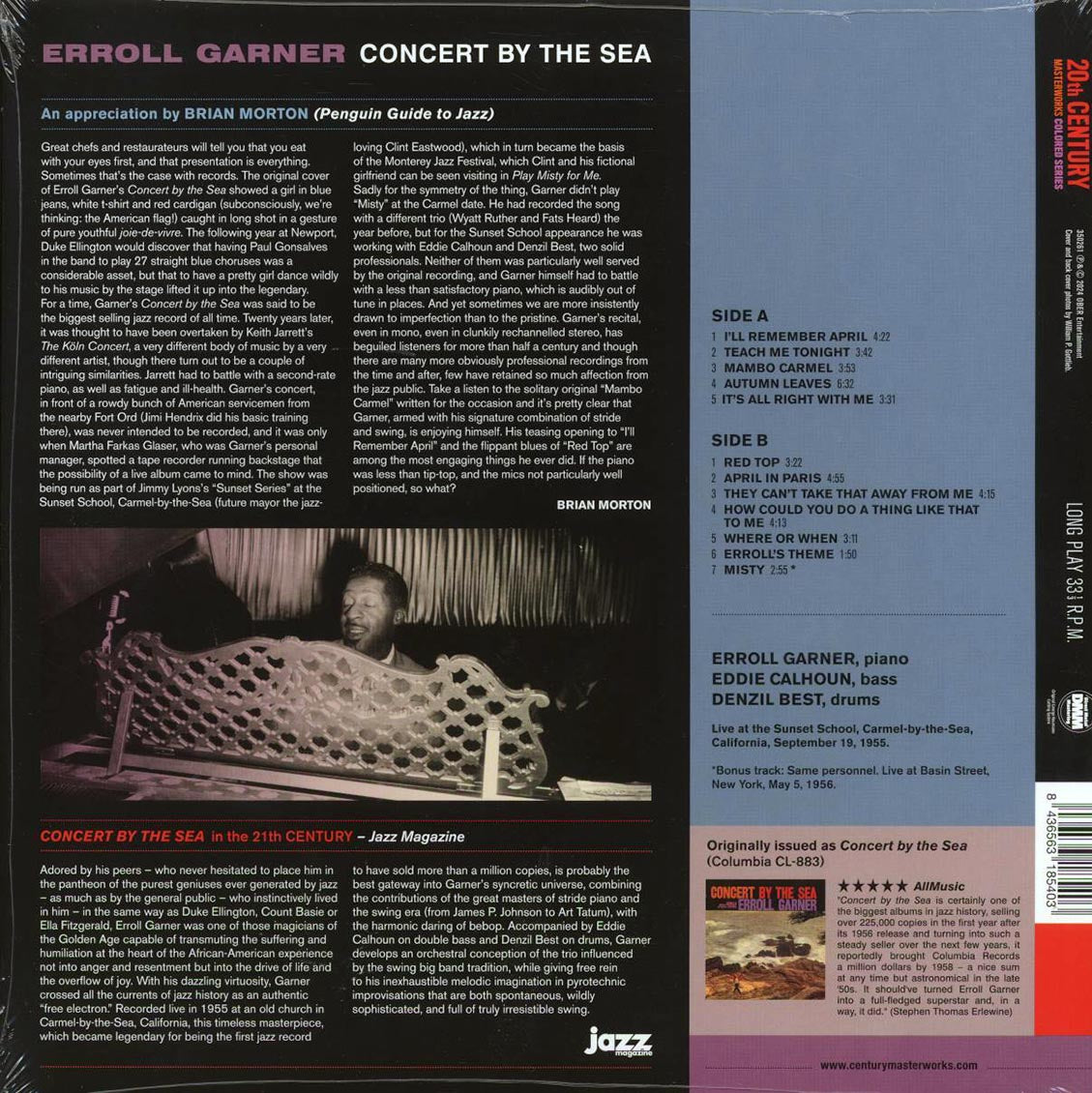 Erroll Garner - Concert By The Sea (+bonus track) (180g) (red vinyl) - Vinyl LP, LP