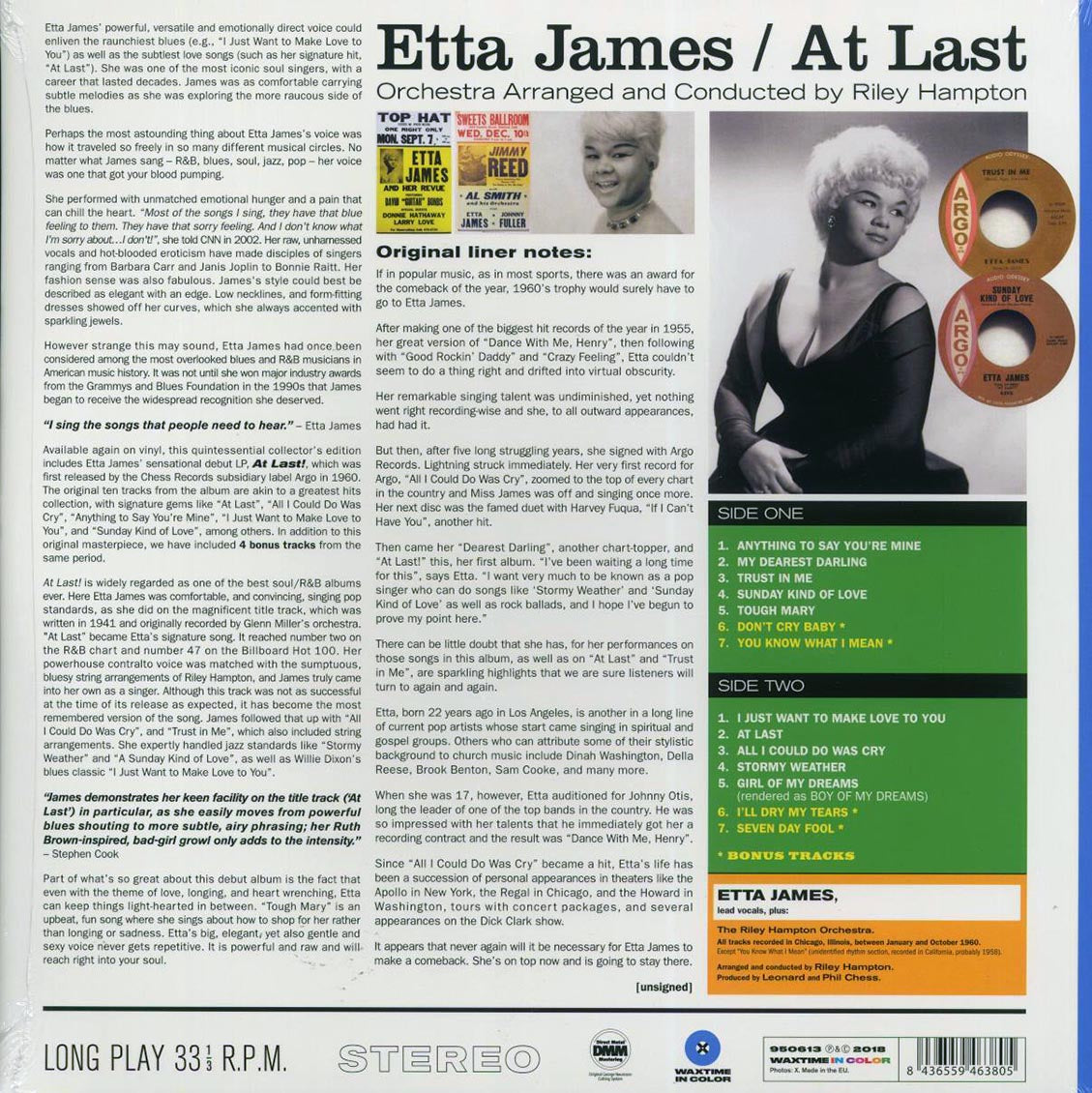 Etta James - At Last! (+4 bonus tracks) (180g) (blue vinyl) - Vinyl LP, LP