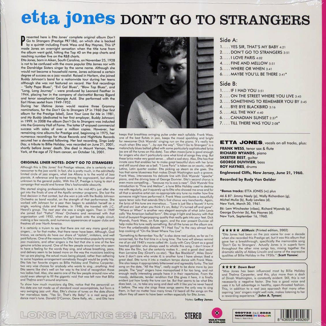 Etta Jones - Don't Go To Strangers (+3 bonus tracks) (180g) (pink vinyl) - Vinyl LP, LP