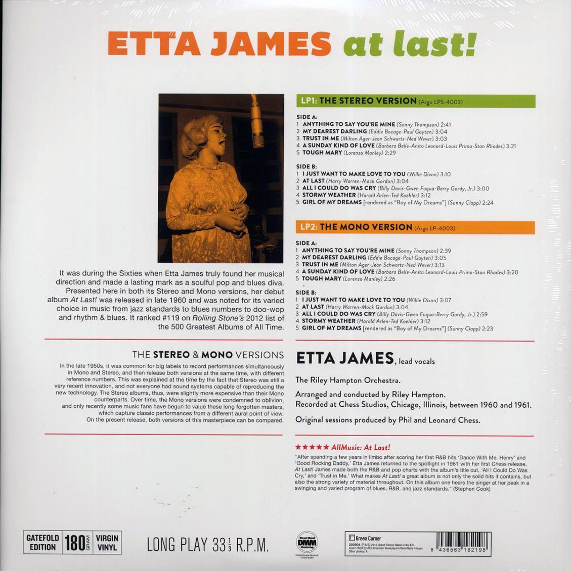Etta James - At Last! (mono+stereo) (2xLP) (180g) - Vinyl LP, LP