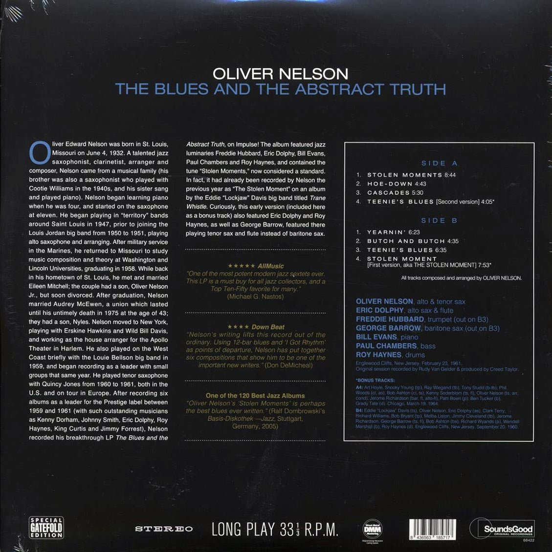Oliver Nelson - The Blues And The Abstract Truth (+2 bonus tracks) (180g) (remastered) - Vinyl LP, LP