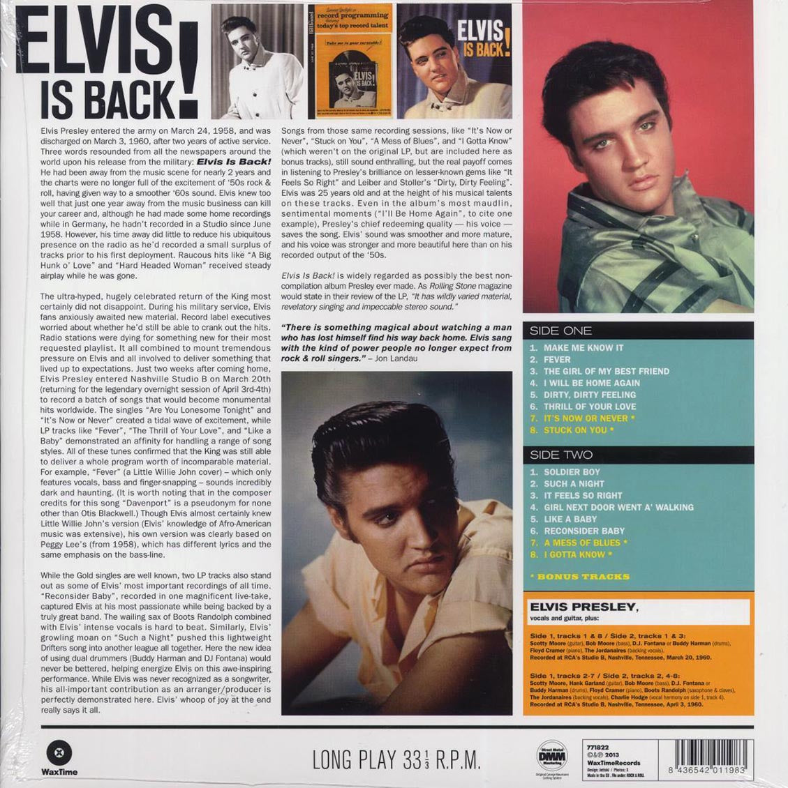 Elvis Presley - Elvis Is Back (+4 bonus tracks) (180g) - Vinyl LP, LP