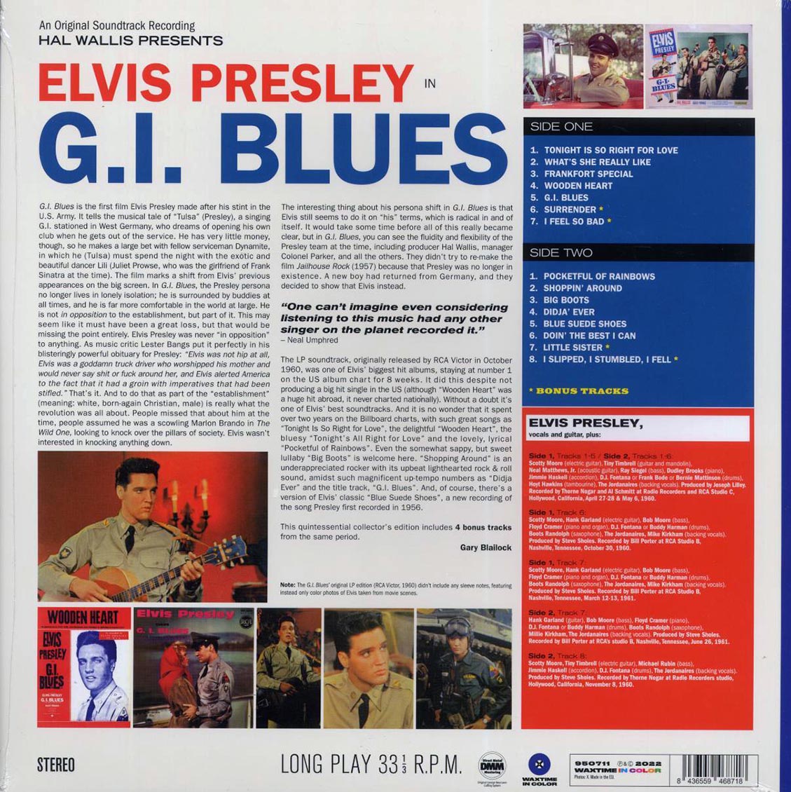 Elvis Presley - GI Blues (+4 bonus tracks) (ltd. ed.) (180g) (blue vinyl) - Vinyl LP, LP
