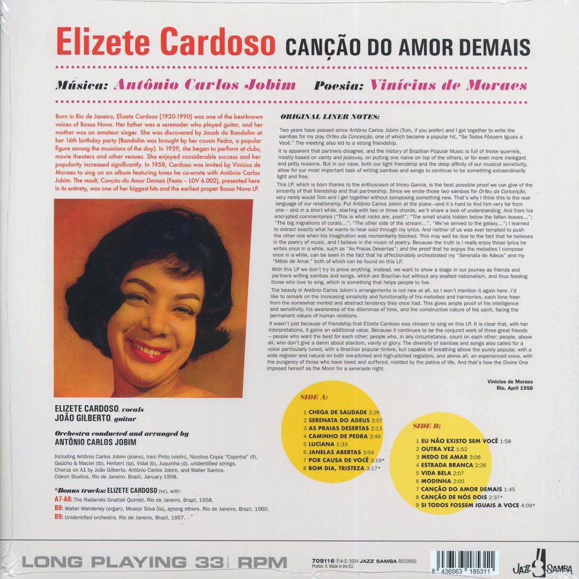 Elizete Cardoso - Cancao Do Amor Demais (+4 bonus tracks) (180g) - Vinyl LP, LP