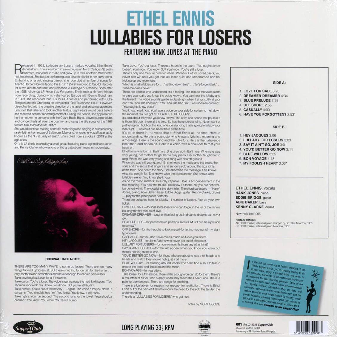 Ethel Ennis - Lullabies For Losers (+2 bonus tracks) (ltd. 500 copies made) (180g) - Vinyl LP, LP