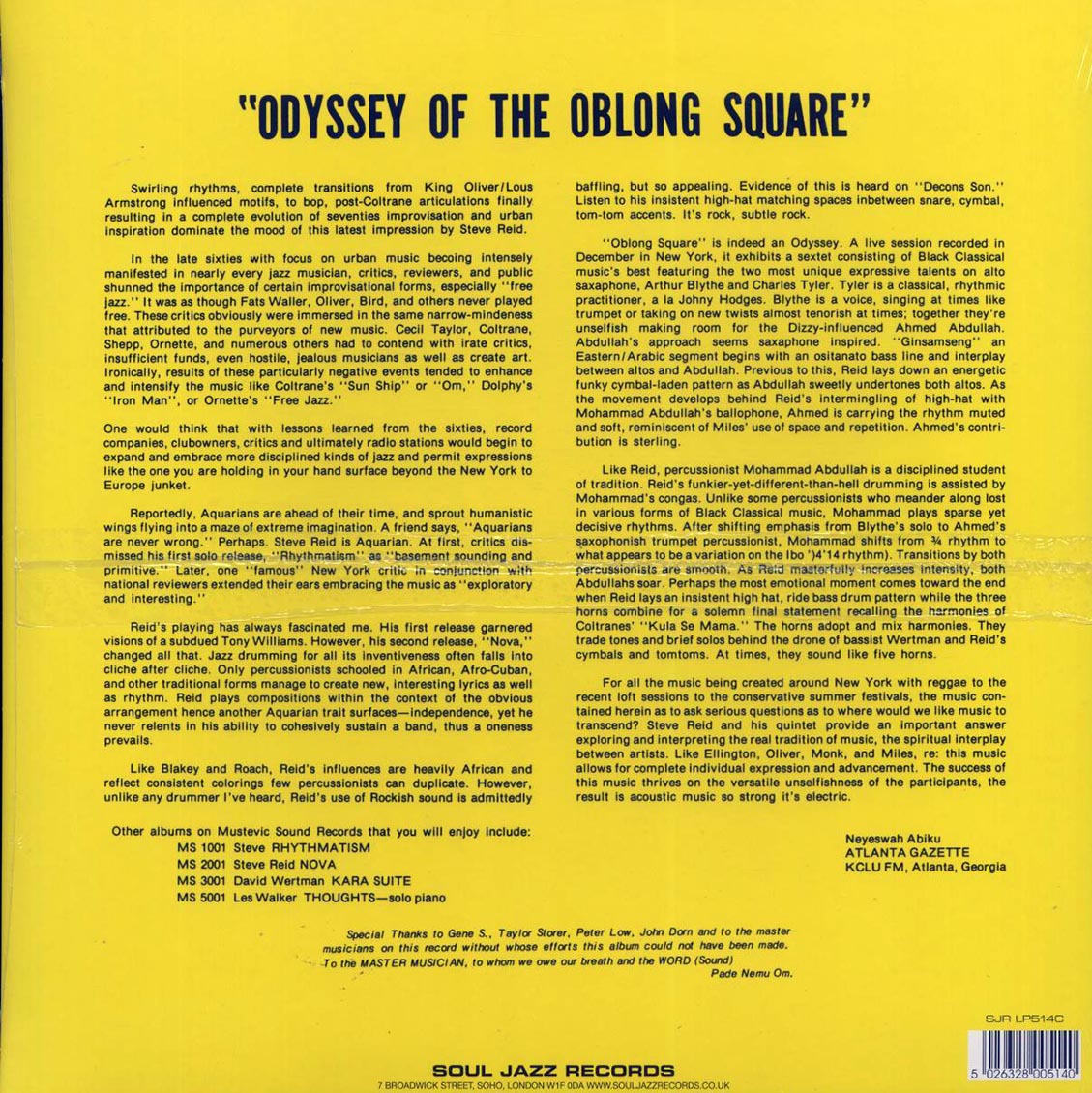 Steve Reid - Odyssey Of The Oblong Square (ltd. ed.) (gold vinyl) - Vinyl LP, LP