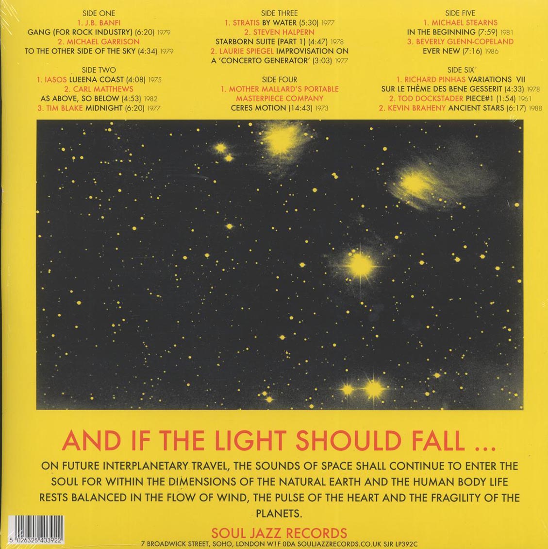 Various - Space, Energy & Light: Experimental Electronic And Acoustic Soundscapes 1961-88 (3xLP) (yellow vinyl) - Vinyl LP, LP