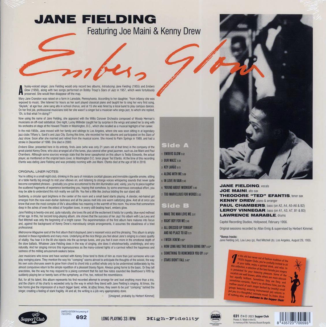 Jane Fielding, The Kenny Drew Quintet - Embers Glow (+4 bonus tracks) (ltd. ed.) (180g) - Vinyl LP, LP