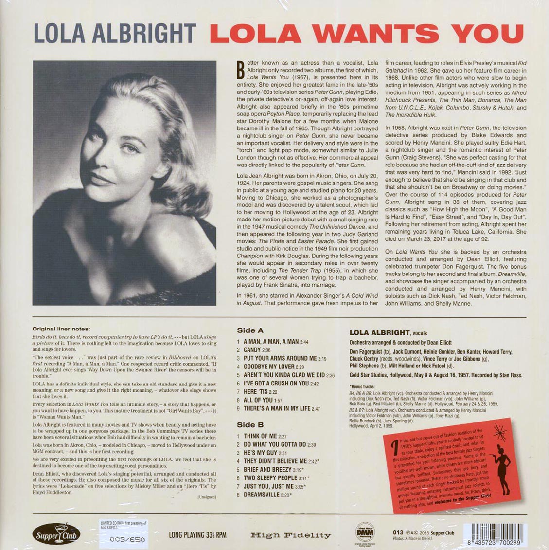 Lola Albright - Lola Wants You (+5 bonus tracks) (ltd. ed.) (180g) - Vinyl LP, LP