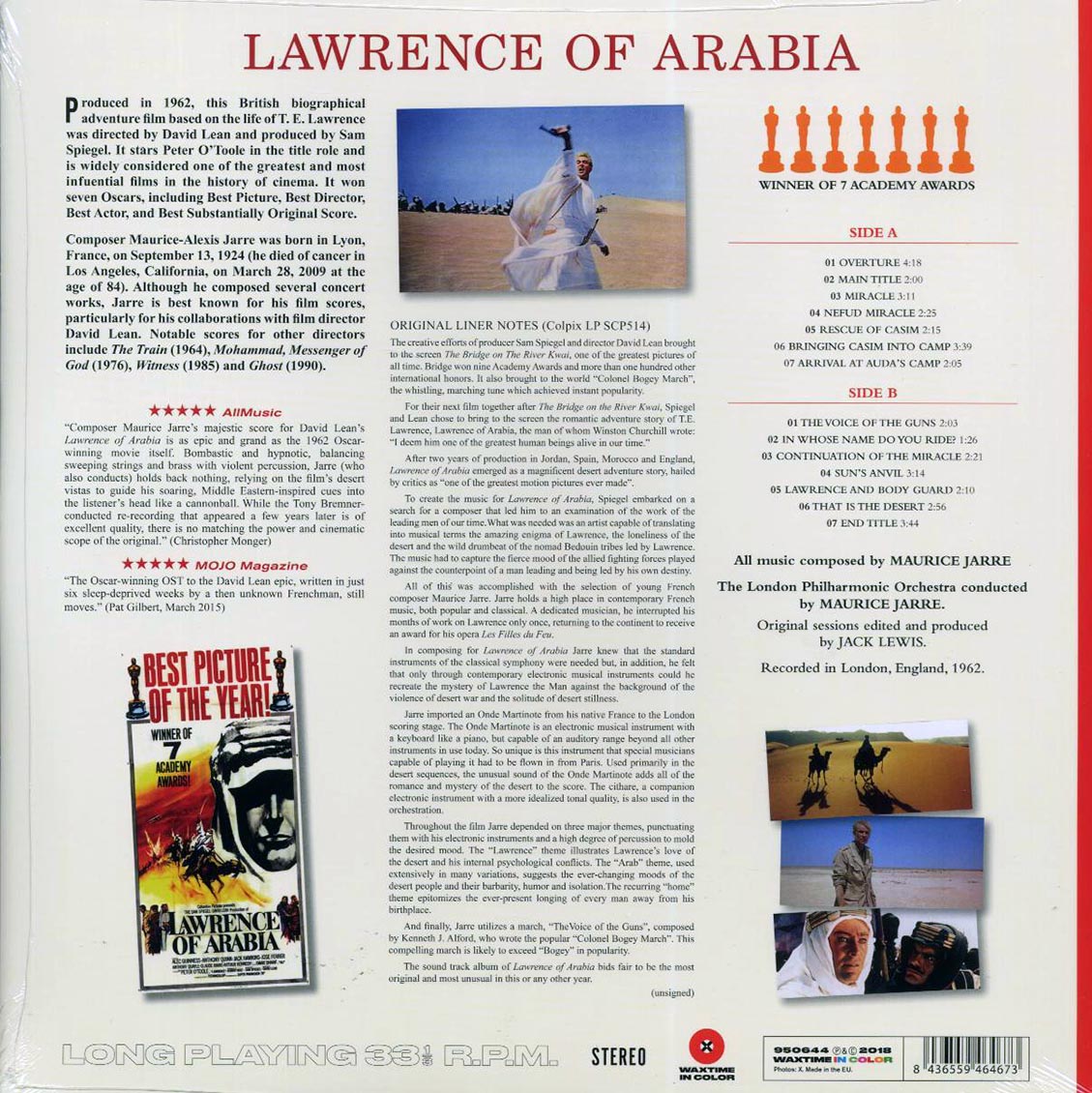 Maurice Jarre - Lawrence Of Arabia: Original Soundtrack Recording (ltd. ed.) (180g) (red vinyl) - Vinyl LP, LP