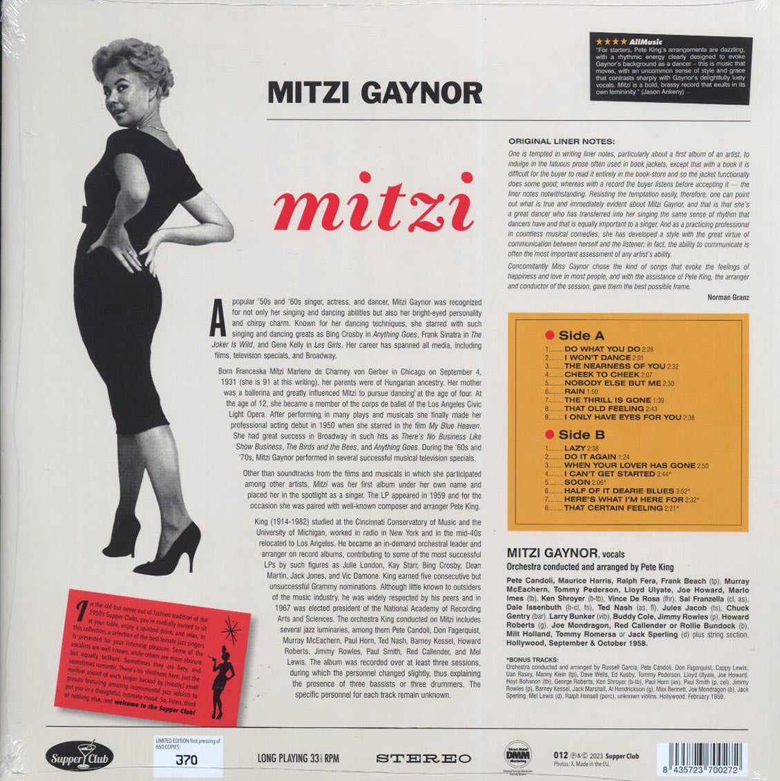 Mitzi Gaynor - Mitzi (+5 bonus tracks) (ltd. ed.) (180g) - Vinyl LP, LP
