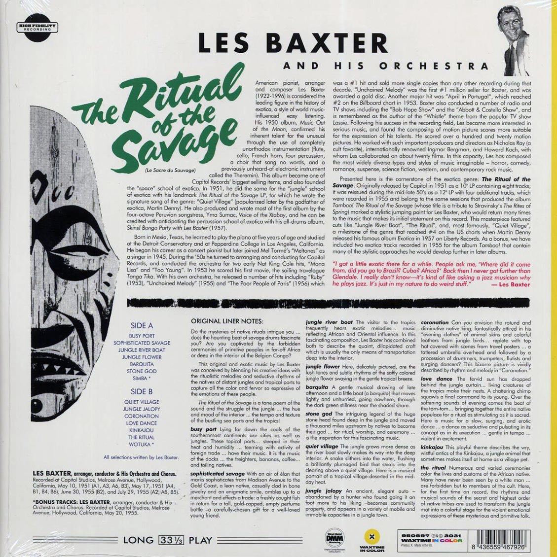 Les Baxter & His Orchestra - Ritual Of The Savage (Le Sacre Du Sauvage) (+2 bonus tracks) (ltd. ed.) (180g) (yellow vinyl) - Vinyl LP, LP