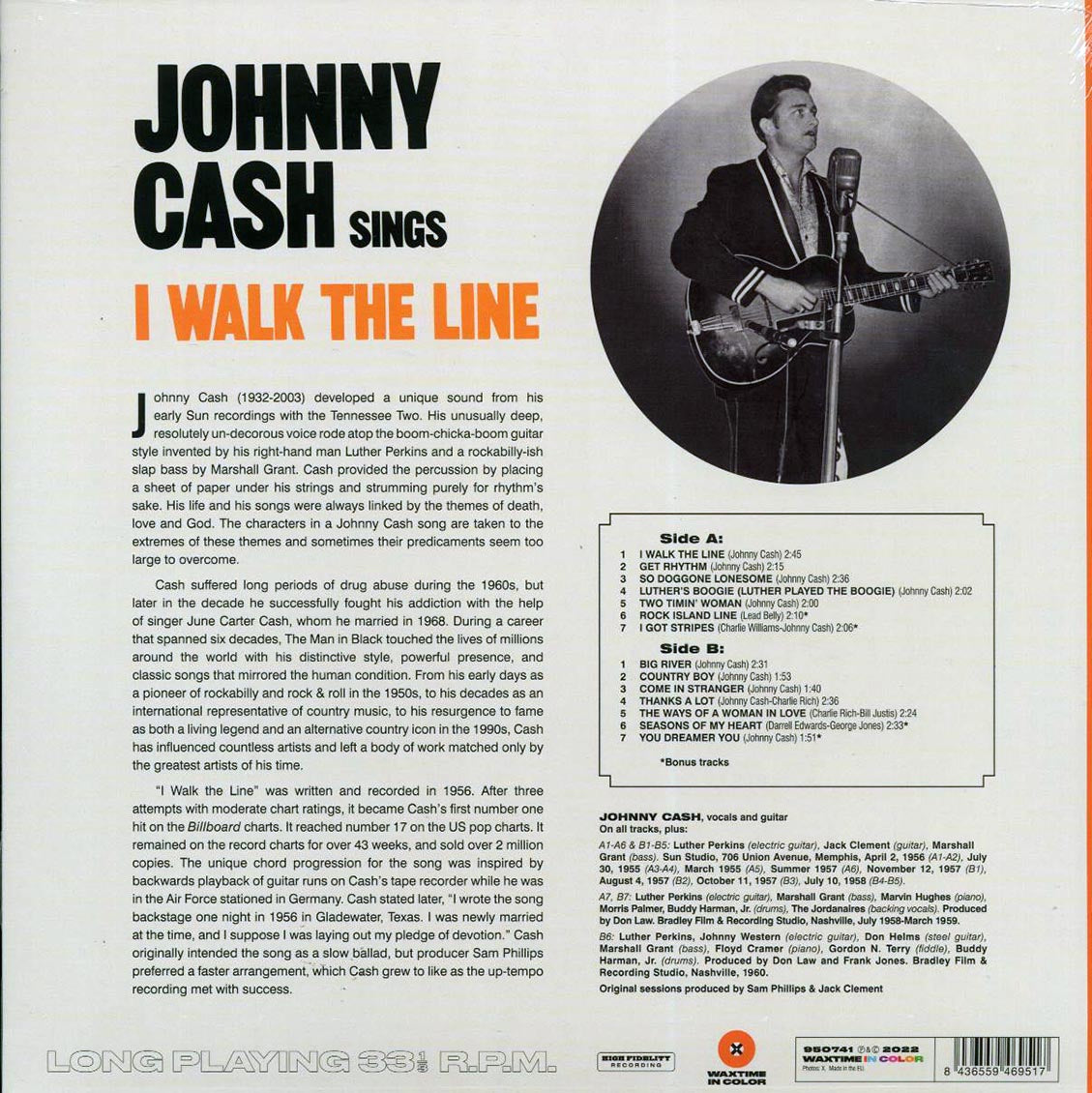 Johnny Cash - Sings I Walk The Line (+4 bonus tracks) (ltd. ed.) (180g) (orange vinyl) - Vinyl LP, LP