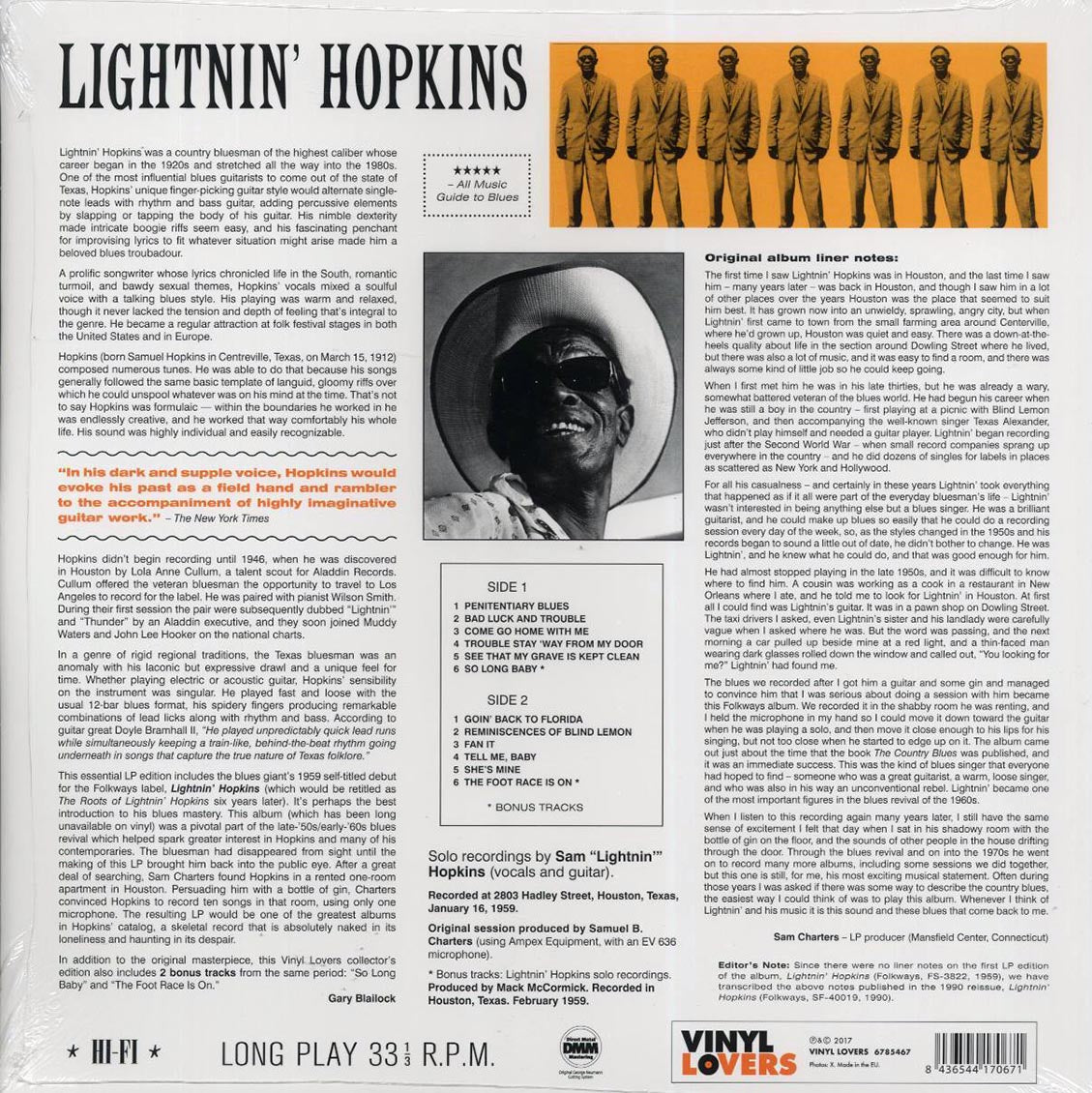 Lightnin' Hopkins - Lightnin' Hopkins (+2 bonus tracks) (ltd. ed.) (180g) - Vinyl LP, LP