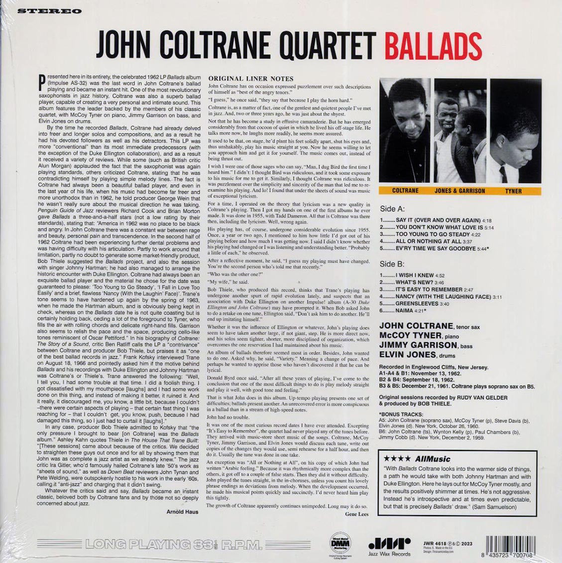John Coltrane Quartet - Ballads (+2 bonus tracks) (ltd. ed.) (180g) - Vinyl LP, LP