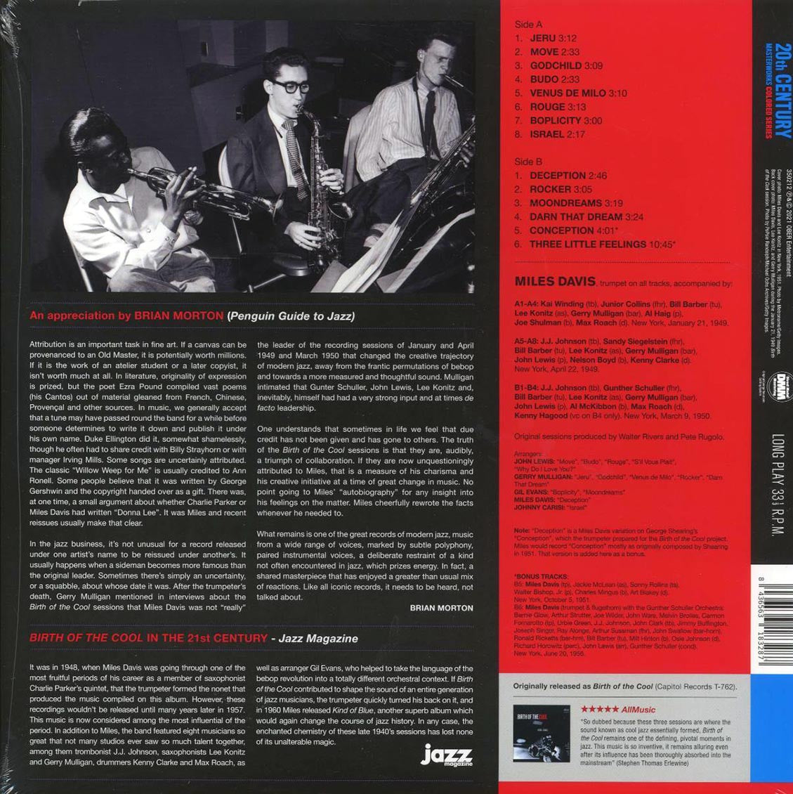 Miles Davis - Birth Of The Cool (+2 bonus tracks) (ltd. ed.) (180g) (red vinyl) - Vinyl LP, LP