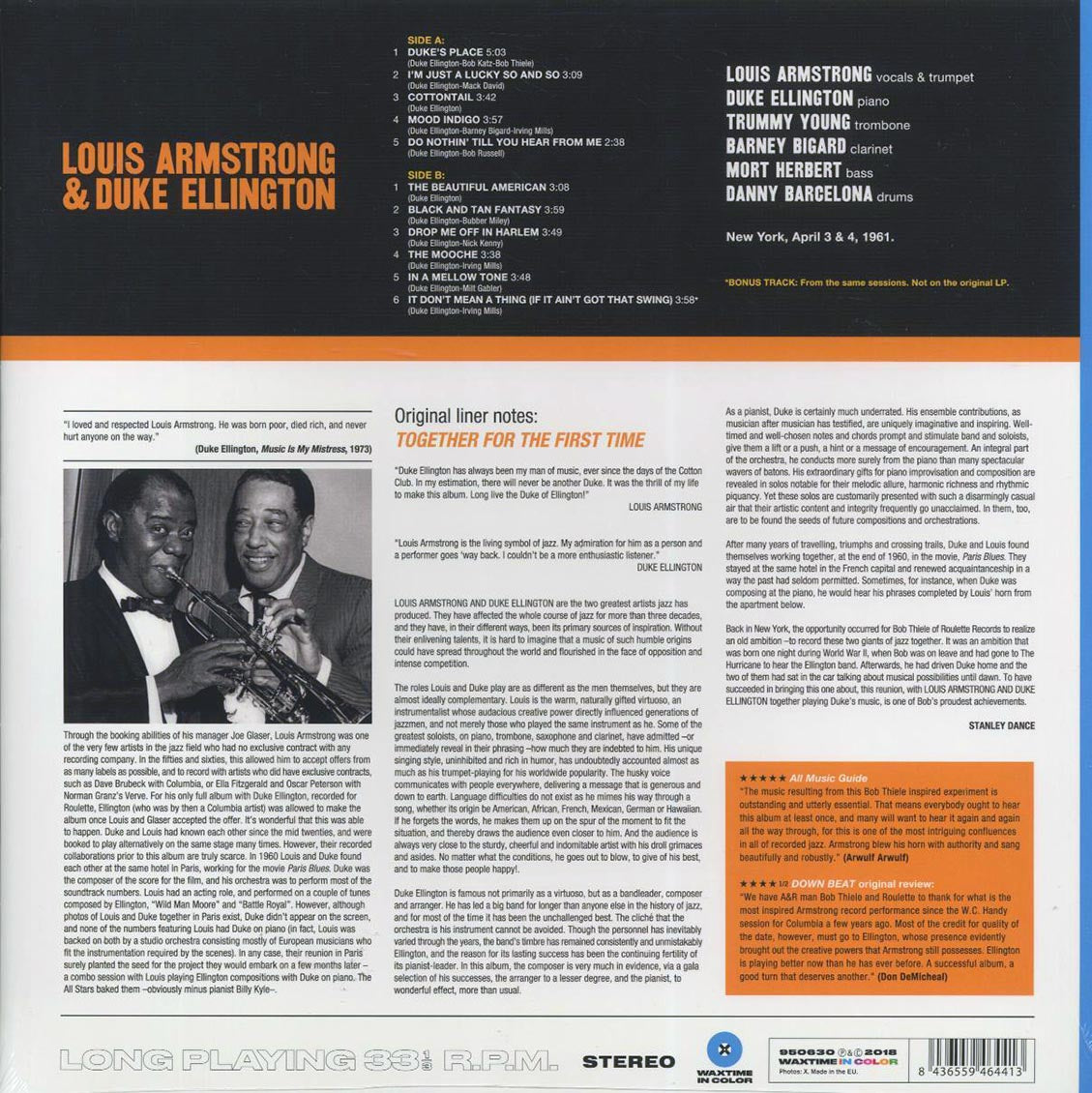 Louis Armstrong, Duke Ellington - The Great Summit (+bonus track) (ltd. ed.) (180g) (blue vinyl) - Vinyl LP, LP