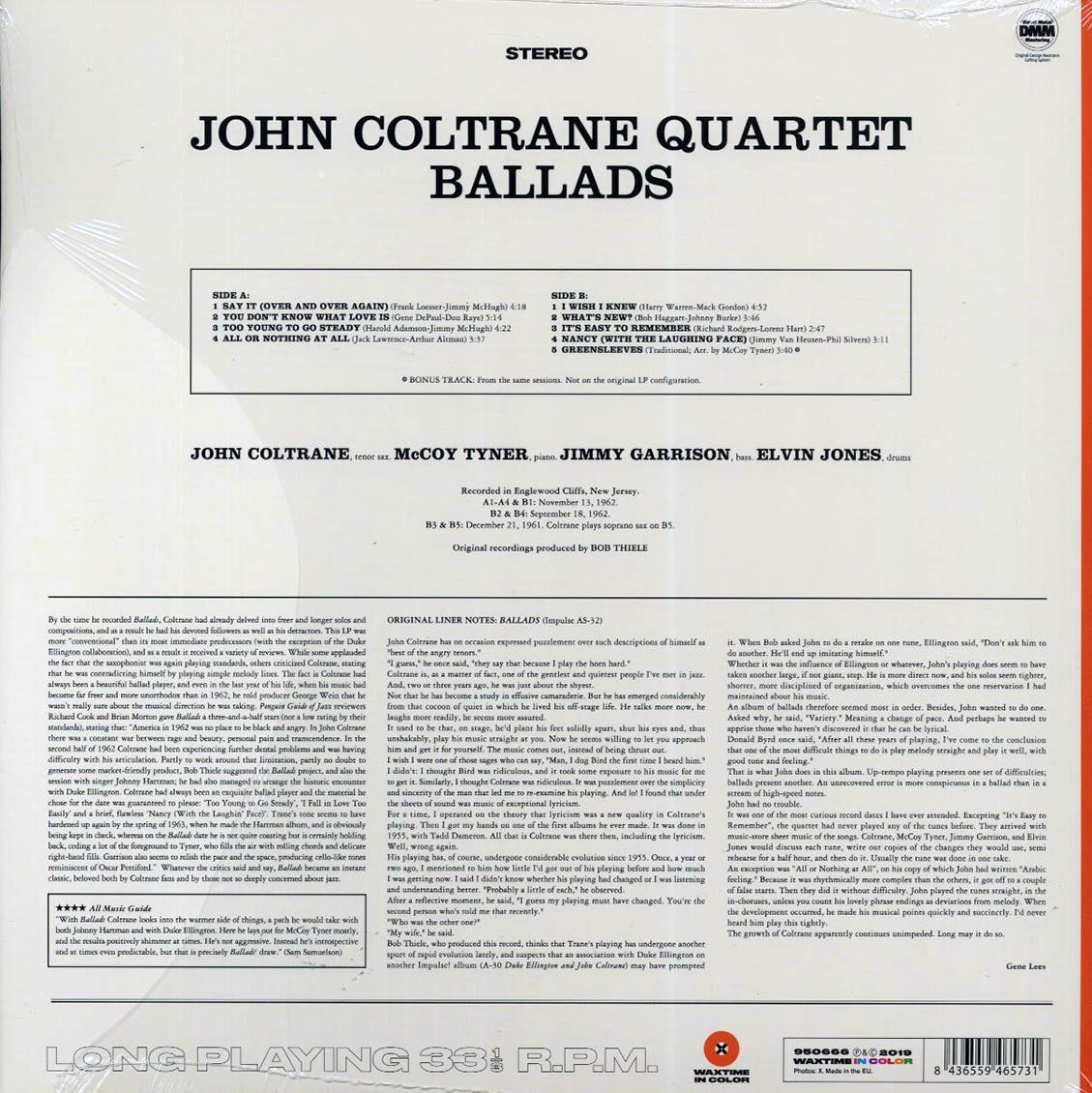 John Coltrane Quartet - Ballads (+bonus track) (ltd. ed.) (180g) (orange vinyl) - Vinyl LP, LP