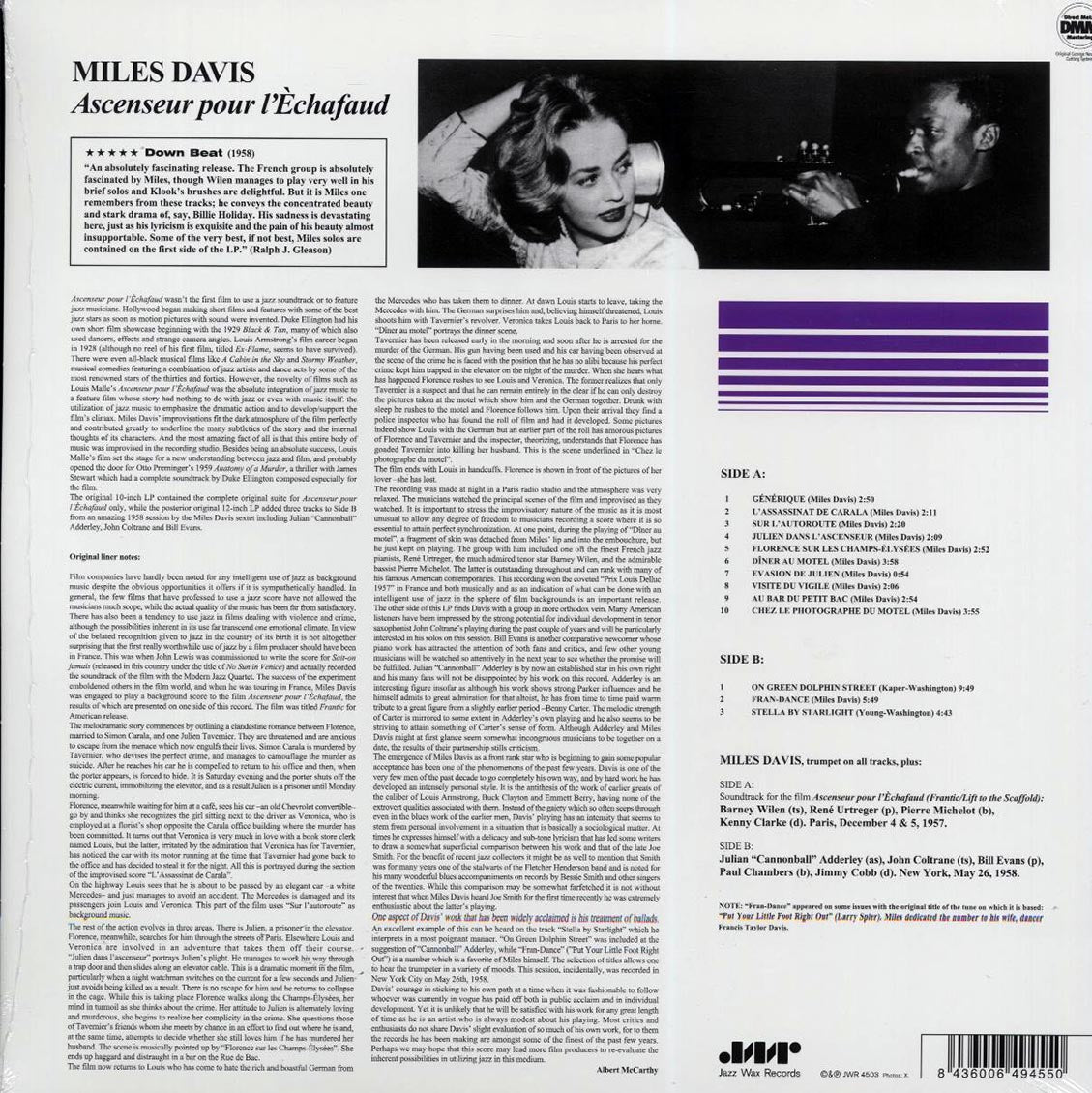 Miles Davis - Ascenseur Pour L'echafaud: Lift To The Scaffold (ltd. ed.) (180g) (remastered) - Vinyl LP, LP