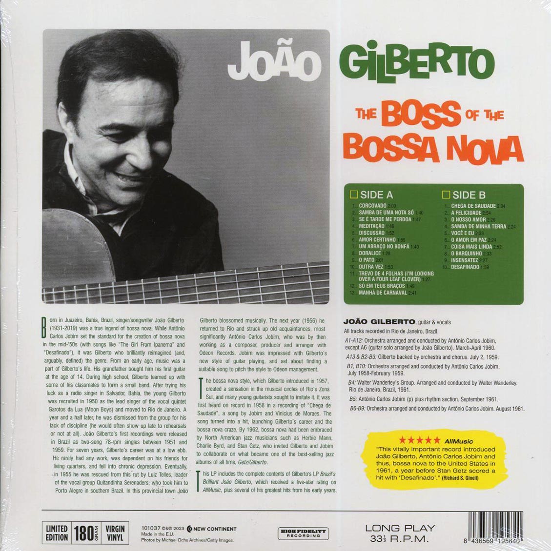 Joao Gilberto - The Boss Of The Bossa Nova (23 tracks) (ltd. ed.) (180g) - Vinyl LP, LP