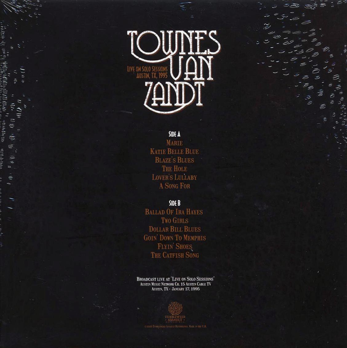 Townes Van Zandt - Live At Solo Sessions, Austin, TX 1995 - Vinyl LP, LP