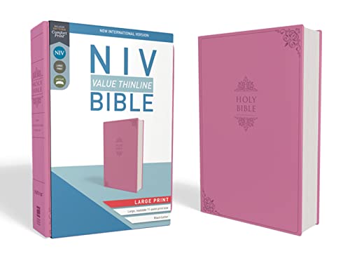 NIV, Value Thinline Bible, Large Print, Imitation Leather, Pink -- Zondervan, Bible