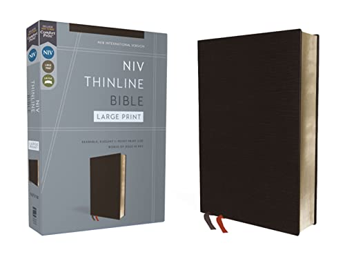 NIV, Thinline Bible, Large Print, Bonded Leather, Black, Red Letter Edition -- Zondervan, Bible