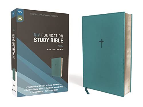 Niv, Foundation Study Bible, Leathersoft, Teal, Red Letter -- Zondervan, Bible